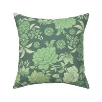 Decorative Victorian Florals_tonal Green
