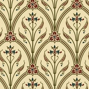 1892 Medieval Damask Pattern by Audsley - Original Colors