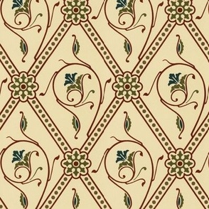 1892 Medieval Checkered Pattern by Audsley - Original Colors 
