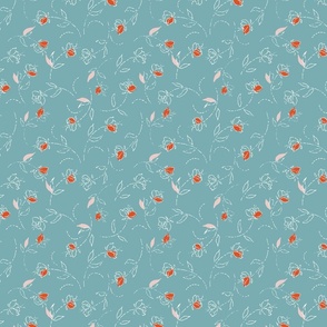 Dashing Scattered Floral in Blue