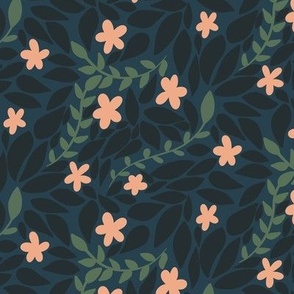 Pink and Blue Cutesy Floral Flower Pattern