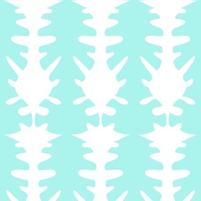 Spikey Ink Blot light turquoise and white 6x12