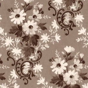 1907 Vintage Floral Design - in Sepia