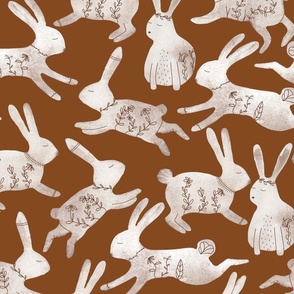 Black Bunny - Bunnies in Brown- gingerbread L