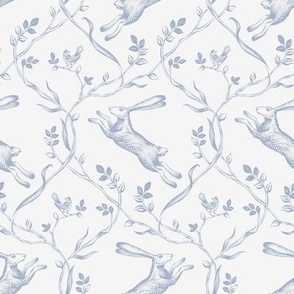leaping hare in gray-blue and off-white