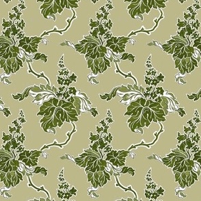 1849 Vintage Textured Floral Pattern - in Green and Weathered Sage