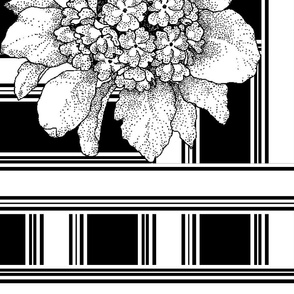 Black And White Floral On Geometric large 