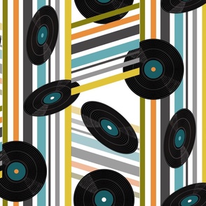 Vinyl Albums  -multicolored stripes