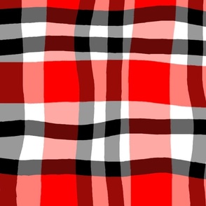 Red/Black/White Wonky Plaid.