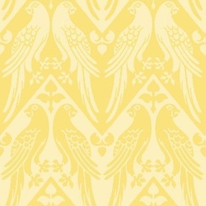 1850 Vintage Birds and Chevrons by Augustus Pugin in Saffron Yellow - Coordinate