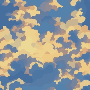 Seamless repeating pattern of golden clouds