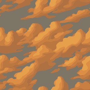 Seamless repeating pattern of golden clouds
