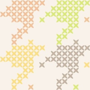 Large scale classic faux cross stitch hounds tooth pattern, for nursery, baby rooms, kids apparel, baby accessories, calming wallpaper, fresh pastel bed linen, crafts and curtains - lime green, yellow and orange