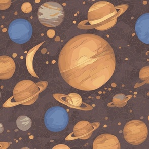 Seamless repeating pattern of different planets