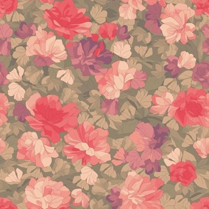 Seamless repeating pattern of all kinds of flowers