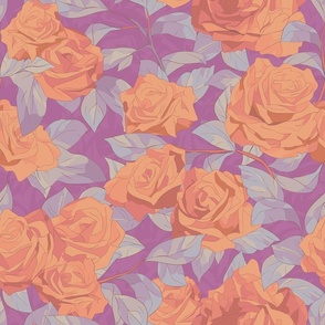 Seamless repeating pattern of orange roses