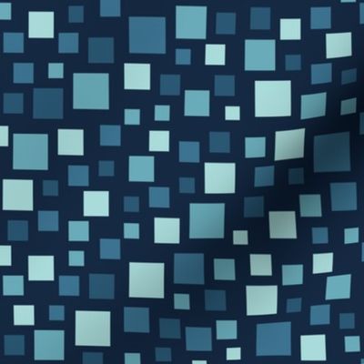 Geometric seamless repeating pattern of blue squares