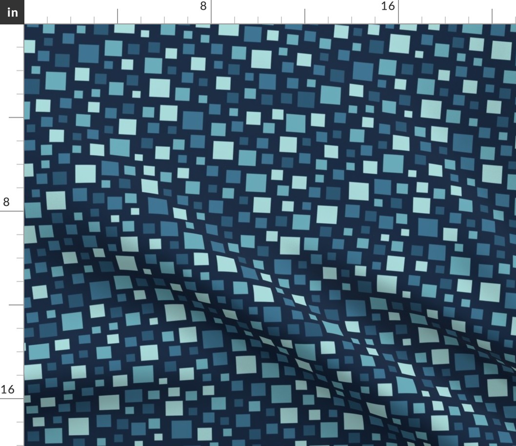 Geometric seamless repeating pattern of blue squares