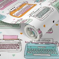Cute vintage typewriter illustration pattern