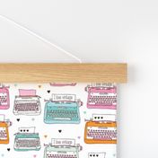 Cute vintage typewriter illustration pattern