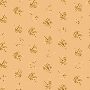 fruit flowers in honey yellow on light sand brown