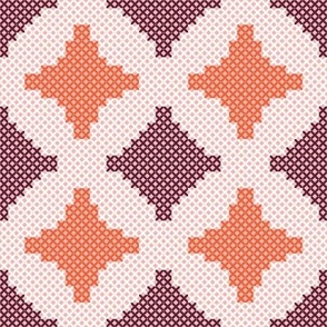 Normal scale • Mid-century modern cross stitch - orange & purple