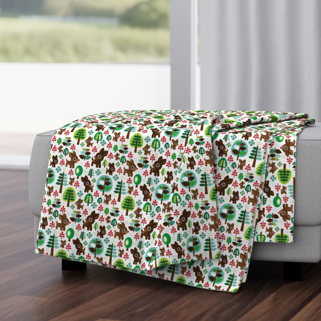 Retro reindeer christmas fabric pattern