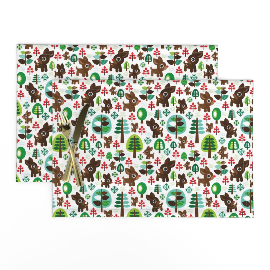 Retro reindeer christmas fabric pattern