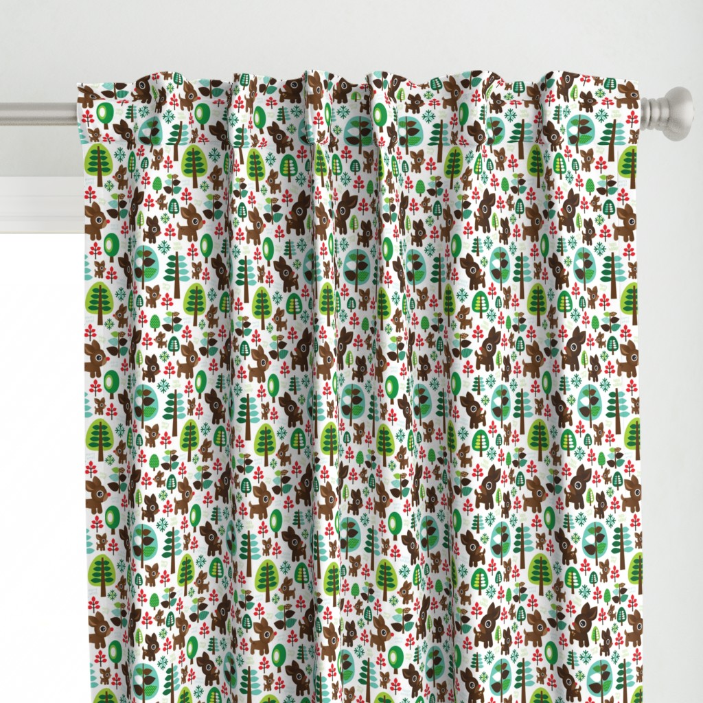 Retro reindeer christmas fabric pattern