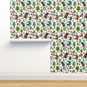 Retro reindeer christmas fabric pattern