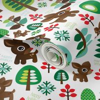 Retro reindeer christmas fabric pattern