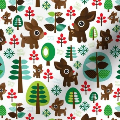 Retro reindeer christmas fabric pattern