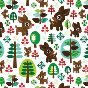 Retro reindeer christmas fabric pattern