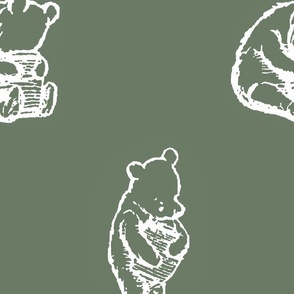 Winnie-the-Pooh in vintage gray green