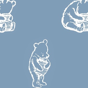 Winnie-the-Pooh on nursery blue, baby boy , classic Storybook