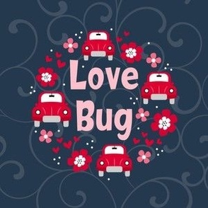4" Circle Panel Love Bug Little Red Cars Hearts and Flowers for Embroidery Hoop Projects Iron on Patches Quilt Squares
