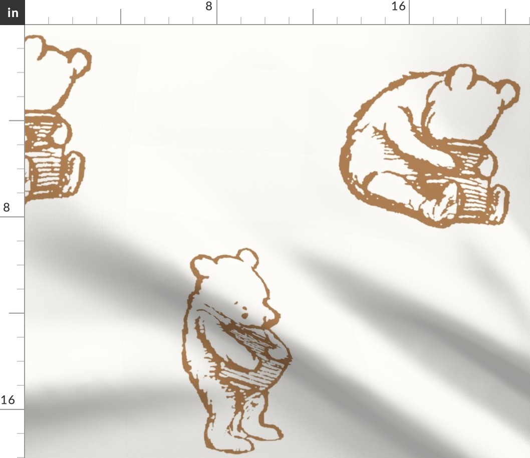 Winnie-the-Pooh, Orange on eggshell, classic Storybook, vintage nursery, baby