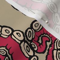 (L) Tentacoli! Viva Magenta on Khaki BG 24x32 LeonardosCompass Tentacle Octopus Tentacles 14132387