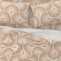 boho casual scallop - terracotta art deco - geometric wallpaper and fabric