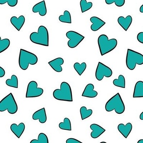Love Heart Large - White Teal