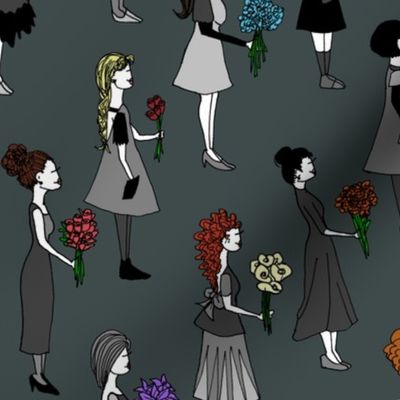 Ladies Holding Flowers 