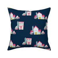 fairy house - whimsical mushrooms - midnight blue