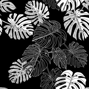 Tropical Vibes in Black and White (large scale) 