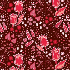 Becca Tulips_Dark Brown/Red Background Large scale