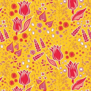 Becca Tulips - Yellow/Gold Background Large Scale