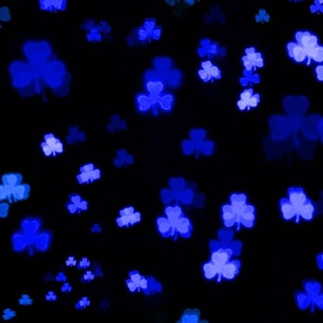 Blue Bokeh Shamrocks (large scale) 