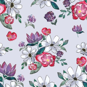 winter dreams garden florals - on light gray