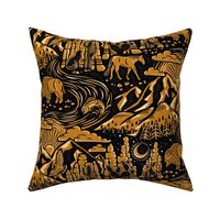 Wild West - 12" large - black and desert sun gold 