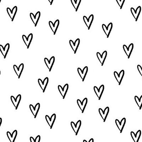 Happy hearts black on white 