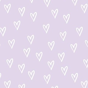 Happy hearts white on lilac